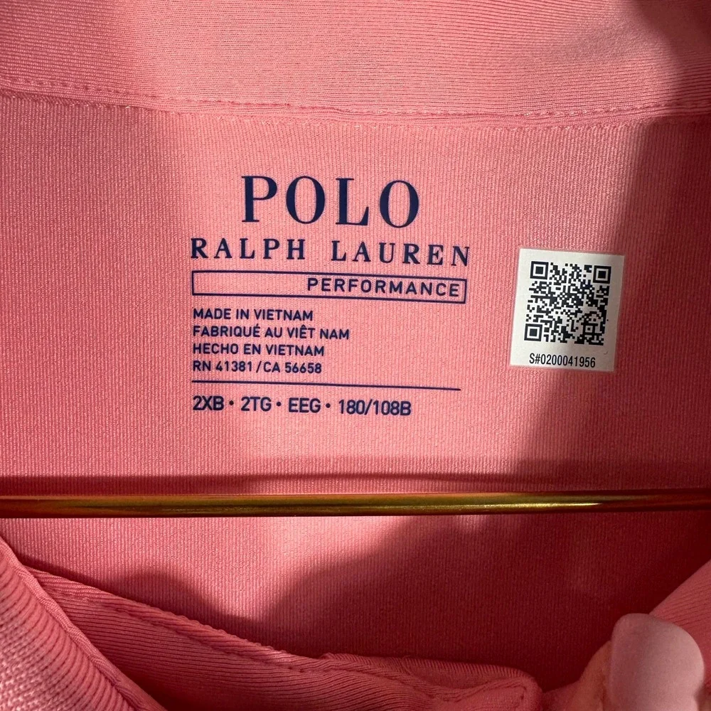 NEW Polo Ralph Lauren Performance Mens 2XB Pink Short Sleeve Golf Polo Shirt NWT